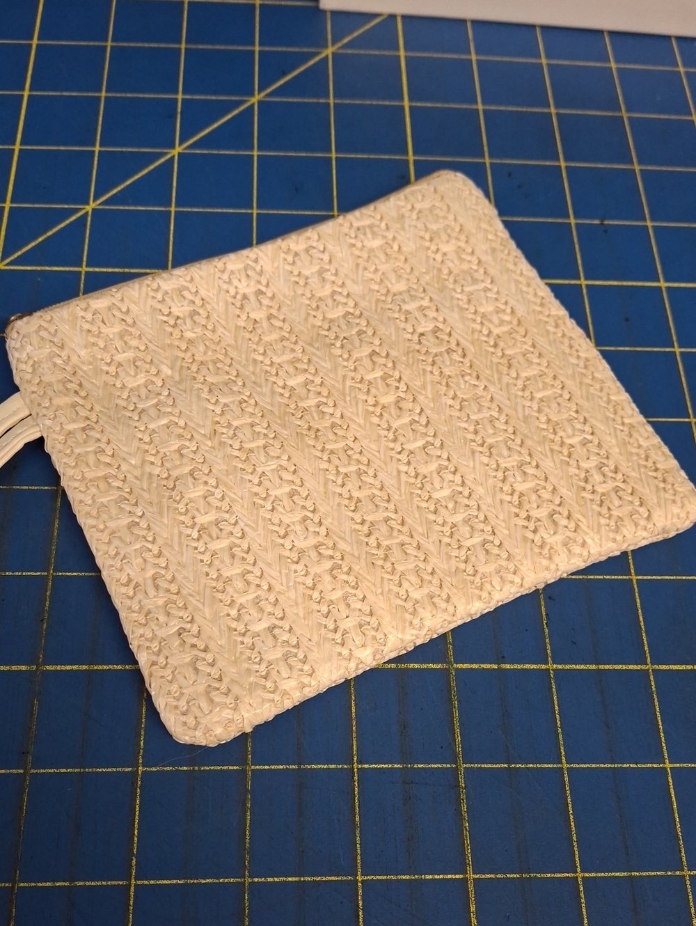 Weave Beige Rope Handled Pouch Bag 6x5 New - Picture 2 of 4
